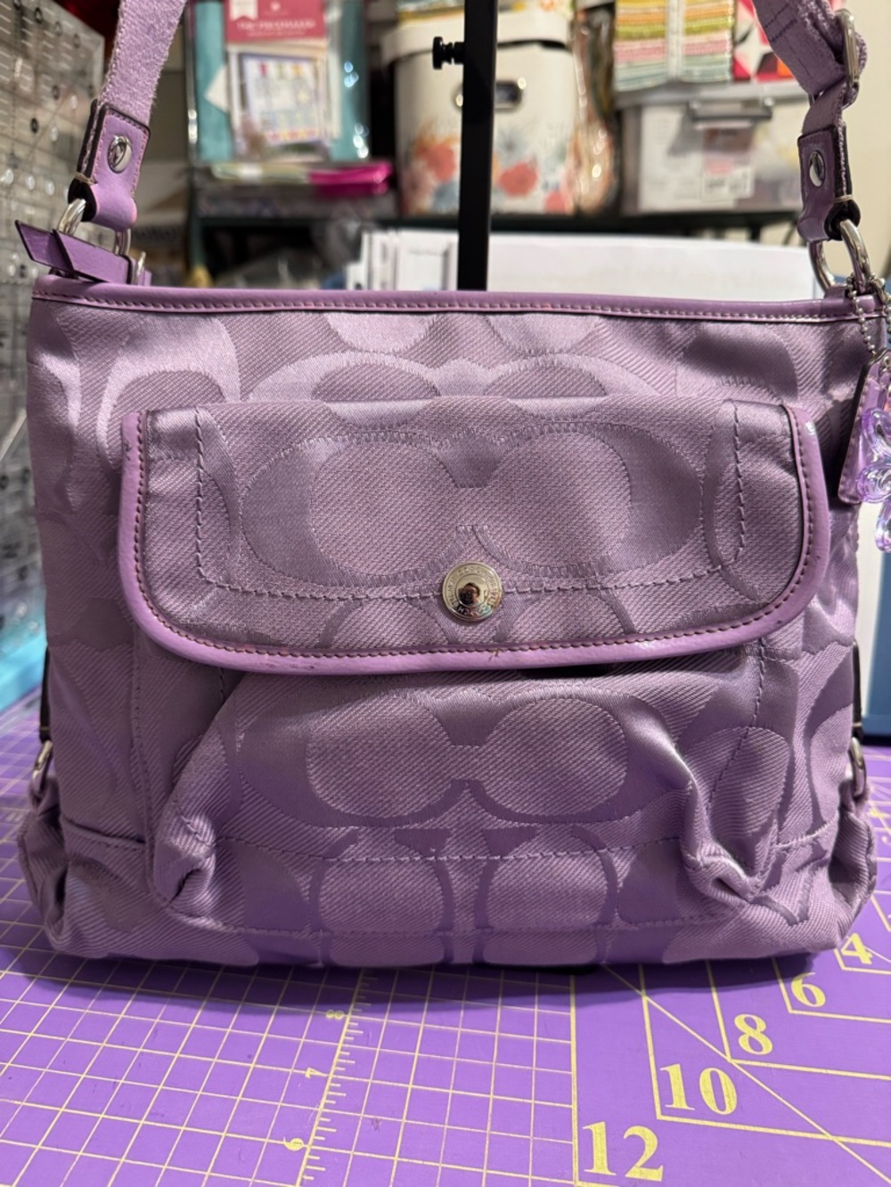 Coach Lavender Kyra Daisy Signature C Crossbody Bag w/Adjustable Strap